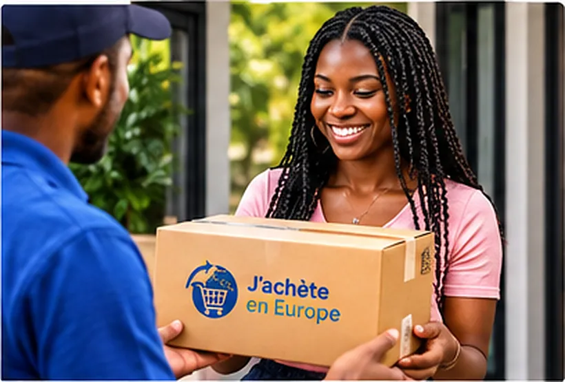 Remise d’un colis J’achète en Europe à une cliente